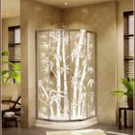 A shower with frosted glass design